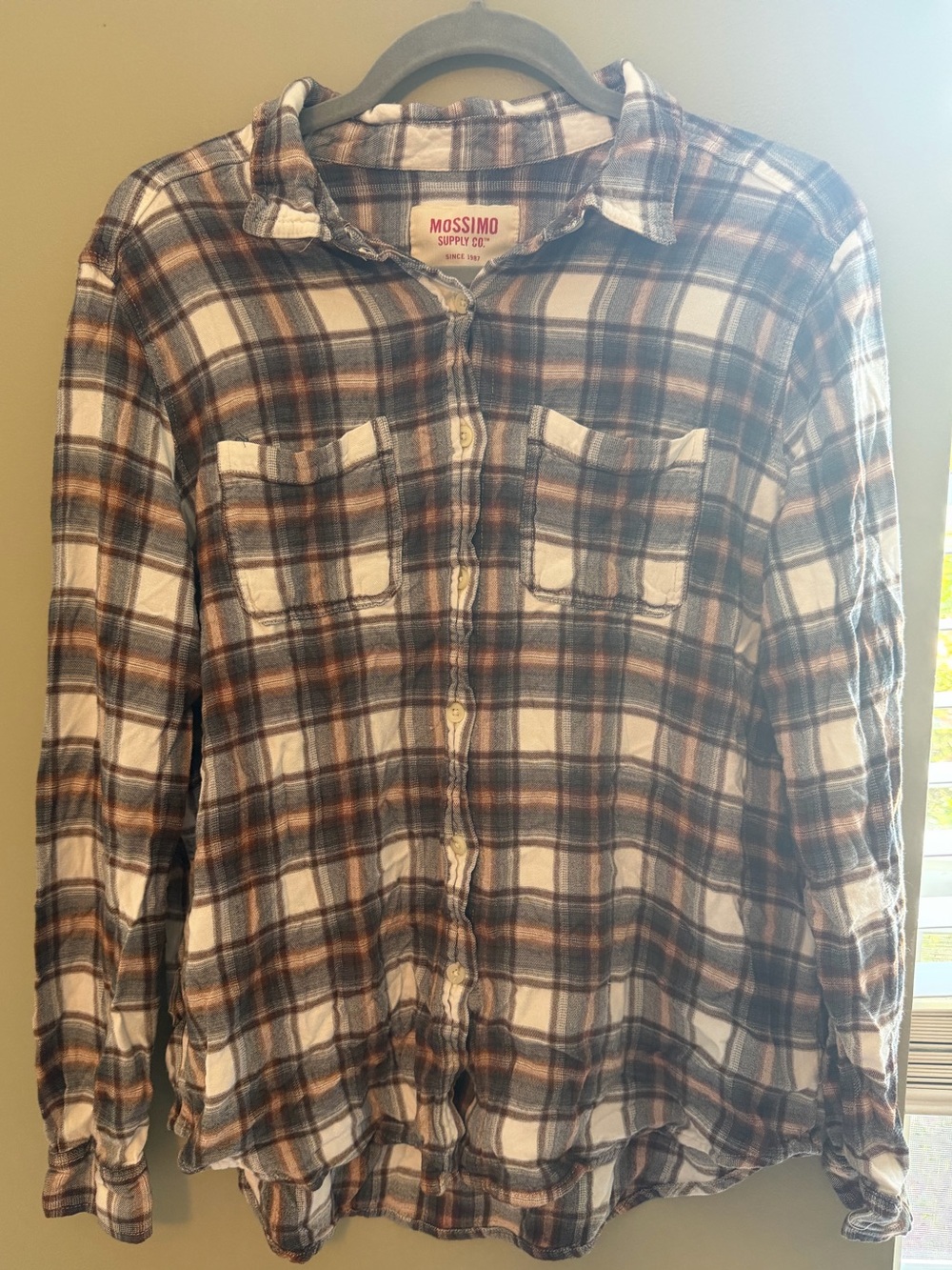 Mossimo Supply Co. Brown Plaid Button-Down Shirt